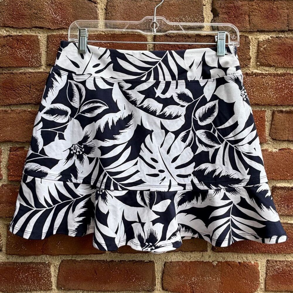 Tommy Bahama Women's Leaf Print Everyday Active Tennis Skort Navy White Small NE